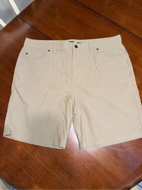 Prana Mens Brion II Shorts Men Sz 40X9 Hiking Outdoor Flat Front Stretch Khaki